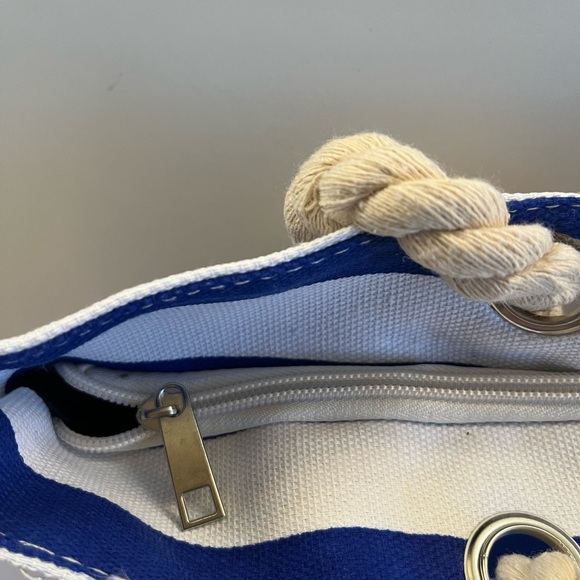 Beachy Striped Tote Bag- Blue/White - Picture 5 of 7